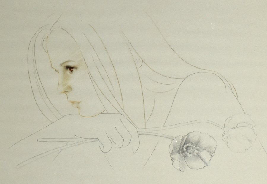 [Kura c8727] Fumiko Matsumoto Dentro del dibujo a lápiz de ojos 1987, obra de arte, cuadro, pintura al pastel, dibujo con crayón