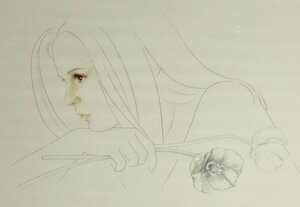 Art hand Auction [Kura c8727] 松本富美子 眼睛里面的铅笔画 1987, 艺术品, 绘画, 粉彩画, 蜡笔画