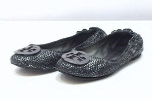  Tory Burch TORY BURCH ballet shoes Flat 23.0 Lizard type pushed . metallic silver kz4804210145