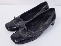 ボッテガヴェネタ BOTTEGA VENETA スクエアトゥ　パンプス 6　1/2　C ブラック系 nm4212180722_画像1