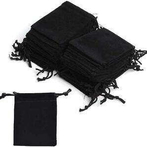 アクセサリー 袋 巾着袋 ベロア ベルベット 収納 ブラック 30枚セット (6.5×9cm 30枚)の画像1