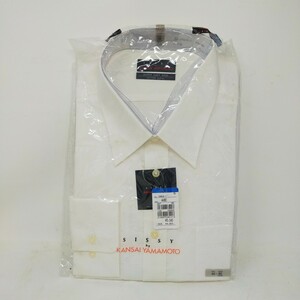 ●未開封●SISSY KANSAI YAMAMOTO ワイシャツ ジャガード織り SUPER EASY IRON 長袖 白 ホワイト カッターシャツ 44-80 ①　 S