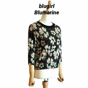 【blugirl Blumarine】 ウール 7分袖丈 プルオーバーニット