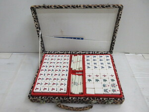 C838 ● Плитка Mahjong ■ Дорсальный бамбук ■ Используемые товары ■ Ретро, ​​возрастные элементы ■ Существует внешняя коробка ■ Образец леопарда ■ кости, точечные палки, есть изображения