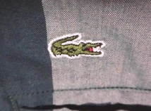 LACOSTE L!VE LIVE ラコステ ライブ ライヴ 長袖 ボタンシャツ コットン チェック 刺繍ワニ GRN 38 USED 美品_画像5