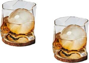 和風 ロック グラス ウィスキー グラス お洒落 かわいい 波型 晩酌 に (2個セット.) ウィスキー、焼酎、日本酒など