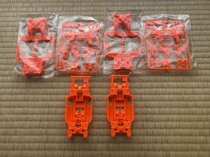  Mini 4WD fluorescence orange MS chassis set 2 piece Thunder Schott Mk.II WAIGO HOBBY 45th ANNIVERSARY SPECIAL attached 