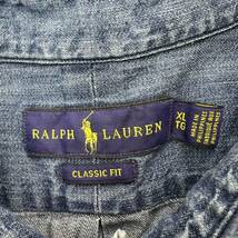 RALPH LAUREN ☆ 風合い抜群◎ デニムシャツ ボタンダウン 半袖 クラシックフィット XL アメカジ ストリート 古着 ラルフローレン■DF244_画像5