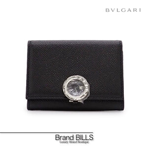 未使用品 BVLGARI ブルガリ・ブルガリ カードケース 名刺入れ 30420 ロゴクリップ グレインレザー ブラック シルバー金具