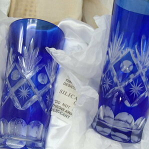 #59715【保管品】切子グラス 手作り藍色切子ぐらす コップ 切子 酒器の画像3
