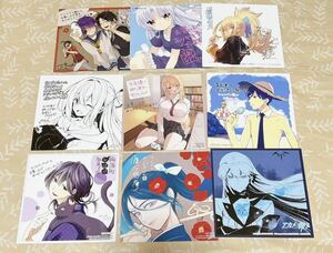 【特典系】イラストカード9枚セット アニメイト特典 非売品 色紙風 アカメが斬る！ Angel Beats! 妖怪学校の先生はじめました！