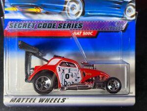 ホットウィール HOTWHEELS FIAT 500C フィアット SECRET CODE SERIES 赤白 USカード
