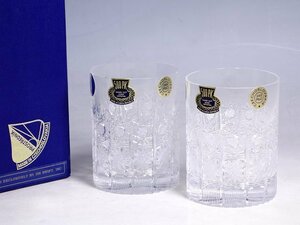 K02028【BOHEMIA GLASS ボヘミア ガラス】500PK クリスタル ハンドカット タンブラー 2客 ペア ロックグラス オールドファッション 共箱