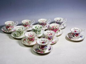 K03173【ROYAL ALBERT ロイヤルアルバート】FLOWER OF THE MONTH フラワーオブザマンス シリーズ カップ＆ソーサー 計11客 碗皿