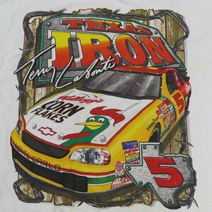 ST74ナスカーNASCARアメリカ古着アメリカ製レーシングTシャツCHASEビッグプリントTシャツ90’Sビンテージ白T両面プリントIRONケロッグの画像1