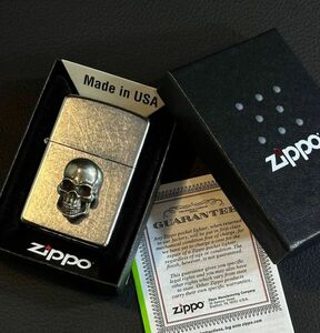 ★USA直輸入 ZIPPO スカル 骸骨 髑髏 ドクロ ジッポー メタル 貼り ライター 喫煙具 bv819