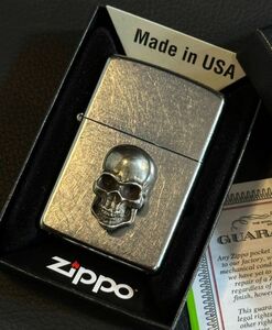 ★USA直輸入 ZIPPO スカル 骸骨 髑髏 ドクロ ジッポー メタル 貼り ライター 喫煙具 bv821