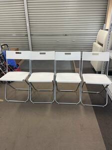 296 1円 福岡市直接引取　IKEA折り畳み椅子　4脚　ホワイト