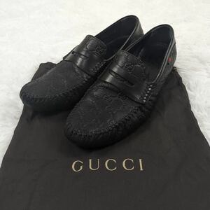 GUCCI グッチ シューズ 革靴 レザー シマ シェリーライン インターロッキング 黒 ブラック 