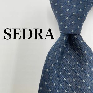 【美品】SEDRA セドラ　ネクタイ　ネイビー　グレー　ストライプ　格子柄