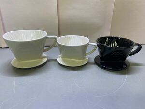 カリタ(Kalita) コーヒー ドリッパー 陶器製 101 102 ホワイトX2 ブラックX1 3点まとめ　発送サイズ60