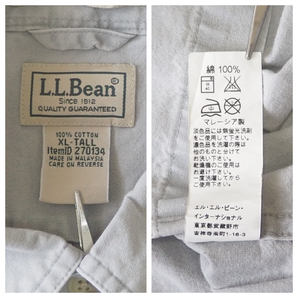 ☆送料無料☆ L.L.Bean エルエルビーン 古着 長袖 ダブルポケット 無地 シャツ メンズ XL TALL グレー トップス 中古 即決の画像7