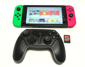 [希少][未対策機][チェック整備品]ニンテンドースイッチ スプラトゥーン2セット(本体+JoyCon+プロコン(社外)+ゲームソフト) NintendoSwitch