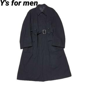  прекрасный товар Y's for men шерсть ремень длинное пальто черный M