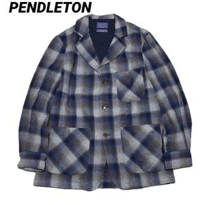 PENDLETON オンブレチェック テーラード ジャケット ブラックブルー