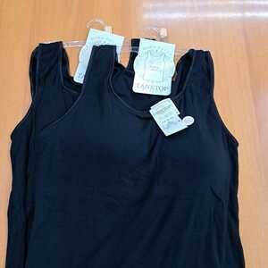  new goods * free shipping * cotton 100%*5L lady's cup attaching tank top black 2 sheets ( cup removed possible )