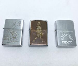 ZIPPO ジッポー 3点まとめ ライター オイルライター 喫煙具　The Fishing Black Bass WIND PROOF LIGHTER マリア 火花OK