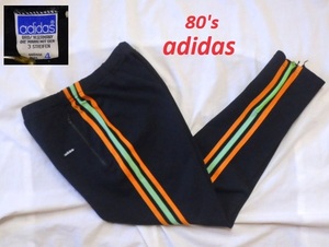 80's adidasアディダスジャージパンツ4黒★ビンテージレトロオールドデサント製