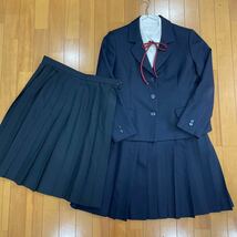 5 4 コスプレ衣装 冬 制服 上下セット ブレザー ひもリボン付きブラウス スカート 岐阜北_画像1