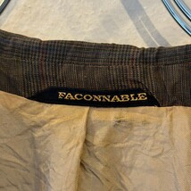 80s　FACONNABLE　テーラードジャケット　リネン　ブラウン　/Y2813　_画像9
