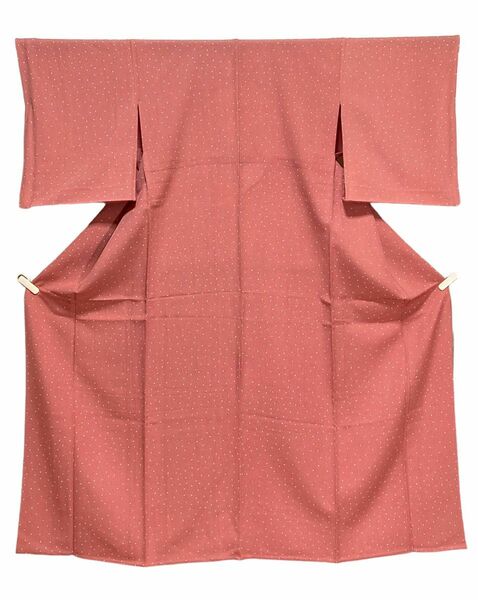 単衣 小紋 正絹 縮緬 濃いピンク系 イ3835