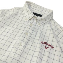 33 【Callaway】 キャロウェイ 半袖 ポロシャツ トップス LL XL 大きいサイズ 白 ホワイト チェック ロゴ 刺繍 ゴルフウェア 春夏 メンズ_画像2