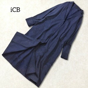 307 【iCB】 アイシービー ロングジャケット ロングコート 薄手 4 ゆったり ネイビー 紺色 スプリングコート アウター デニム レディース