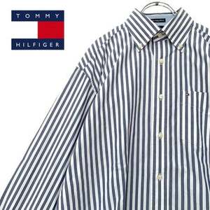 NBK550ね@ TOMMY HILFIGER 90s ボタンダウン ストライプシャツ 長袖 メンズ