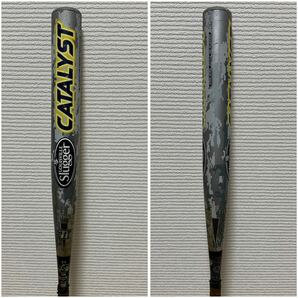 2015年 カタリストソフトボールバット 革ゴム３号 710g 85cm トップバランス Louisville Slugger Catalyst JFP015T チタン グレー 黄色黒白の画像4