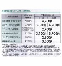 送料63円/ニセコ グラン・ヒラフ ハンターマウンテン塩原 マウントジーンズ那須 たんばら 斑尾 蓼科 東急不動産 リフト券割引券_画像2