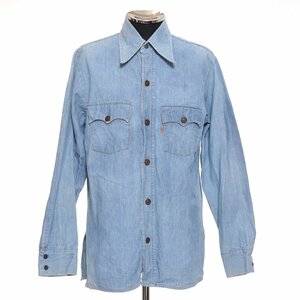 ◆493545 LEVI'S リーバイス ◇70s 70年代 デニムウエスタンシャツ ヴィンテージ BIGEオレンジタブ サイズM メンズ ライトブルー