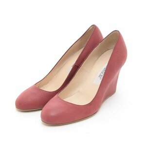 *490310 GIANNI GREGORI Gianni g Lego li pumps leather Wedge sole high heel size 38(24.0cm corresponding ) lady's red 