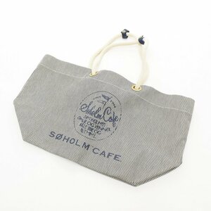 ◇469385 Soholm Cafe スーホルムカフェ ヒッコリーキャンバストートバッグ レディース ブルー ホワイト