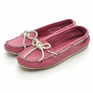 ◇398373 MINNETONKA ミネトンカ デッキシューズ 革靴 613S サイズ6/22.5～23.0cm レザー レディース ピンク