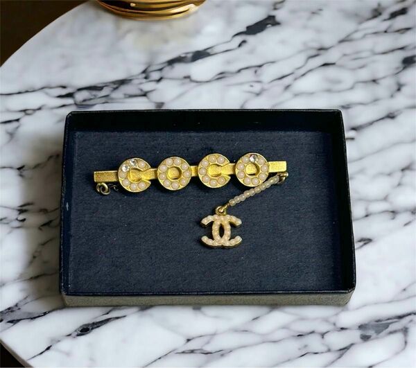 【美品 】ヴィンテージ CHANEL シャネル ブローチ パール 真珠 ダイヤモンド アクセサリー ゴールド レア ブレスレット