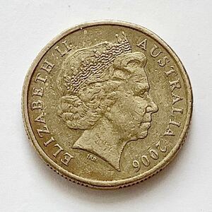 【希少品セール】オーストラリア エリザベス女王肖像デザイン 1ドル硬貨 2006年 1枚