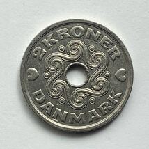 【希少品セール】デンマーク ハートデザイン 2クローネ硬貨 1995年 1枚_画像1