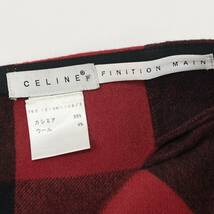 美品 CELINE / セリーヌ フランス製 カシミヤウール ブロックチェック ジップスカート F92 1210N 3108 40 SSL830 レッド オールドセリーヌ_画像3