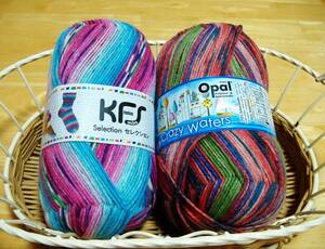 G＊ソックヤーン＊【KFS opal(オパール) アイスクリーム・Crazy Waters 】2玉組