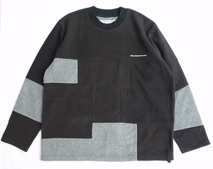 S5 2021AW white mountaineering ホワイトマウンテニアリング パッチワーク フリース 定価￥27500 メンズ ブラック系 プルオーバー